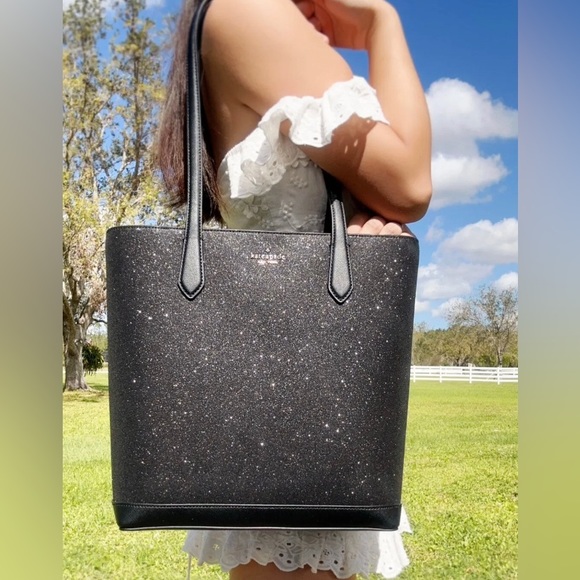 kate spade Bags New Kate Spade Tinsel Black Glitter Shoulder Tote Bag Handbag 359 Poshmark